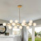 KOSHSH 16 Flammig Sputnik Lampe Kronleuchter Vintage Pendelleuchte Moderner Gold Kronleuchter Mit Weiß Globe für Esszimmer Schlafzimmer Wohnzimmer