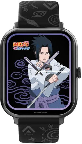 Abyx FIT Touch 3 Naruto Edition Montre connectée – Appel Bluetooth, 123 Modes, écran Tactile Complet TFT 1,83, IP67 étanche, Fonctions de santé, Notifications Push (Sasuke)