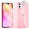 Noyabox for iPhone 11 Clear Glitter Case with 2 Screen Protectors, Sparkling Soft Transparent TPU Bumper Scratch-Resistant for Women and Girls, Pink