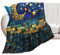 DreamAutumn Moon Stars Sky Buntglas-Decken und Überwürfe für Couch, Bett, Sofa, Stuhl, dicke Büro-Nickerchen-Überwurf, flauschig, leicht, Plüsch, superweich, warm, Flanelldecke, 101,6 x 127 cm