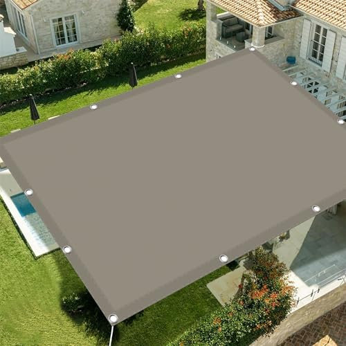 Voile d'ombrage Imperméable 3 x 5 m Imperméable 98% Anti UV Toile pour Pergola avec Oeillets pour Balcon Terrasse et Jardin, Taupe