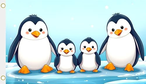 U24 Flagge Fahne witzige Pinguin Familie Hissflagge 90 x 150 cm