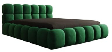 Luxusbetten24 Designer Polsterbett Boston Samt 140x200 mit Stauraum | Bezug: Samt | Farbe: Grün