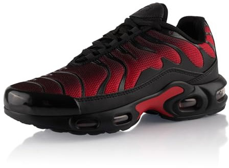 Fusskleidung® Damen Herren Sportschuhe Dämpfung Sneaker leichte Laufschuhe Schwarz Rot Dunkelrot EU 40