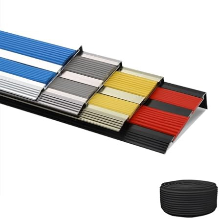 Nez de Marche Antidérapant 100 cm, Profilé d'angle en Aluminium, Protection de Bord d'escalier en Forme de L, étanche, Intérieur/Extérieur(Black,70x21mm)