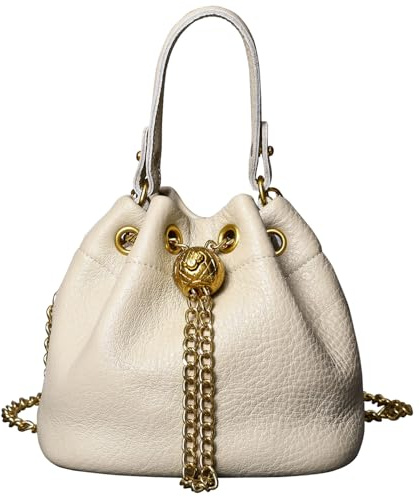 Karoukee Luxus Echtleder Schultertasche für Damen | Kleine Umhängetasche mit Abnehmbarer Kette | Elegante Handtasche für Handy, Geldbörse & Kosmetik