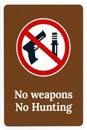 Cartello in metallo con scritta No Weapons No Hunting Security, per ufficio, strada, casa, strada, parete, decorazione di sicurezza, personalizzato, facile da montare, 20 x 30 cm