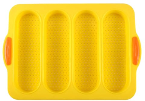Osmond 4-Slot French Cake Mold French DIY Small Bread Mold Non-Stick Easy-to-Release Baking Tray Yellow