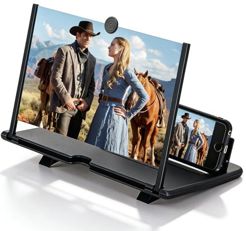 18 Pouces Agrandisseur Ecran Telephone,Loupe D'écran De Téléphone Portable,HD Loupe Telephone Portable pour Regarder des Films Et des Vidéos, Tous Smartphones,3D HD Anti-Bleu(Noir)