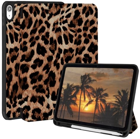 Rvciby Funda para iPad (A16) de 11/10ª generación, funda de leopardo con soporte para lápices, funda protectora de tres pliegues con función de encendido automático para iPad de 11 pulgadas 2025/11.9