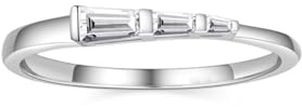 Promise Ring for Women, Damenring Zart Dünn Viereck Silber mit Trapezschliff Diamant Platin 950 Größe 45 (14.3)