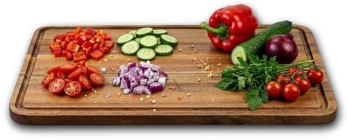 Fackelmann Schneidbrett Blossom Harmony – 40 x 25,5 cm, aus 100% FSC™-zertifiziertem Akazienholz – Für Gemüse, Fleisch und mehr, Reinigung per Hand