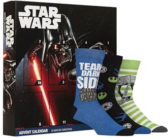 SockShop Star Wars Herren-Adventskalender-Socken (12 Paar) – Offizielles Geschenkset mit kultigen Charakteren, hochwertigen Baumwoll-Designs, tolles Weihnachts für Fans