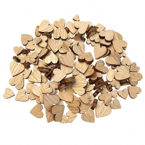 Fesnova 200 Stück Holzherzens, 6mm-12mm Holzherzen Klein, Holz Herzen zum Beschriften, Holz Herzen Deko, für Holzherzen Hochzeit, DIY Handwerk, Tischdeko