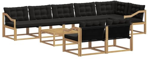 vidaXL Outdoor-Sofagarnitur 9 pcs Weiß und Schwarz 79 x 79 x 37 cm, Garten Ecksofa, modernes Outdoor-Lounge, Robustes Sitzset, Möbel für Terrasse, Komfort und Stil