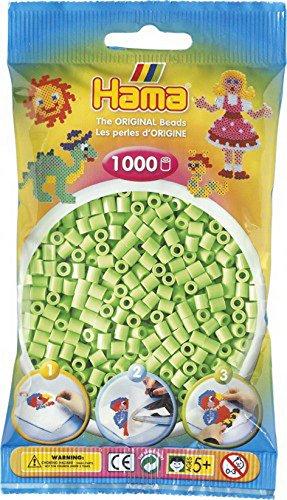 Hama Perlen 207-47 Bügelperlen Beutel mit ca. 1.000 Midi Bastelperlen mit Durchmesser 5 mm in Pastell Grün, kreativer Bastelspaß für Groß und Klein