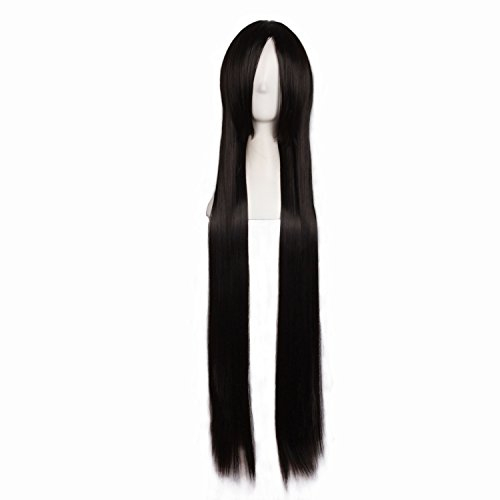 MapofBeauty 40 Zoll/100cm Lange Gerade Cosplay Kostüm Fashion Party Perücke (Schwarz)