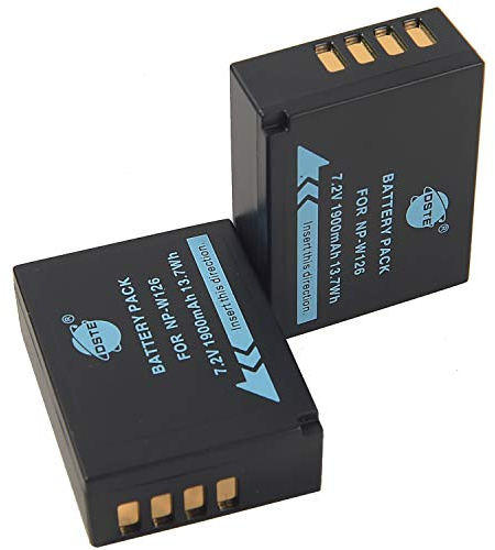 DSTE 2-Pack Ersatz Batterie Akku Kompatibel für NP-W126 FinePix HS30EXR HS33EXR HS35EX HS50EXR X-A1 X-A2 X-E1 X-E2 X-E2S X-M1 X-Pro1 X-Pro2 X-T1 X-T50 Kamera