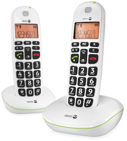 Doro PhoneEasy 100W Duo, White PhoneEasy 100w Duo, 5547 (PhoneEasy 100w Duo, Analog/DECT Telephone, Wireless handset, Speakerphone, 20 Entries, Caller ID,)