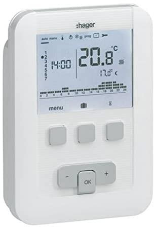 Hager Termostato ambiente programable Pilas EK520