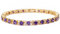 RIZILIA Gioielli Rotondo Taglio Viola Ametista Colorata Birthstone Pietra preziosa Fine 18K Oro Giallo Placcato [180mm / 7inch] Braccialetto di Tennis Eleganza Moderna [Sacchetto di Gioielli Liberi]