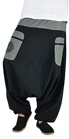 virblatt - Haremshose Herren & Haremshose Damen | Baumwolle | Aladinhose Damen Goa Hose Herren Hippie Hose Pluderhose