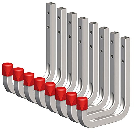 Secotec 8 x Universalhaken verzinkt 80 x 120 mm Belastbarkeit 45 kg Stahlhaken Garagenhaken