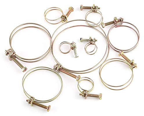 10pcs Double Wire Hose Clips Adjustable Double Wire Water Hose Barb Clamp Pipe Clip Hoop Plumbing Fastener