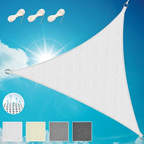 Sol Royal Sonnensegel dreieckig wasserdurchlässig HDPE UV Sonnenschutz Pool | 3,6x3,6x3,6m Weiß atmungsaktiv Balkon Terrasse Segeltuch Segel Camping – Atmungsaktiver Garten Beschattung Shade Sails HS9