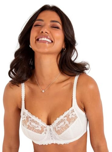 Pour Moi? Women's Sirens Sofia Lace Embroidered Side Support Everyday Bra, White (White White), 38GG UK