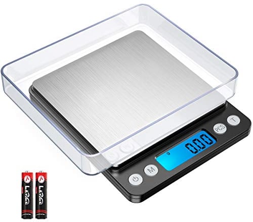 Criacr Digital Pocket Scales, (500g/ 0.01g) High-precision Kitchen Food Scales, Jewelry Scales with Two Trays, Back-Lit LCD Display, Stainless Steel, Tare and PCS Features, Batteries Included