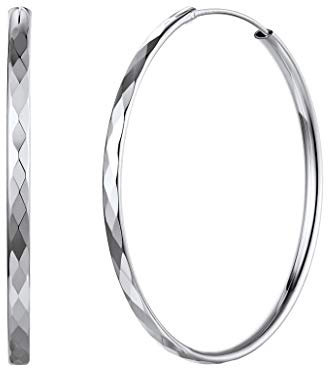 Silvora Creolen, Gold/Silber 925, Damen, Ohrringe, klein/groß, Creolen, Schmuck, Geschenk für Valentinstag, Mädchen, Hochzeit, Weihnachten, Geburtstag, Jugendliche, Liebe, 50 mm, Metall, Kein