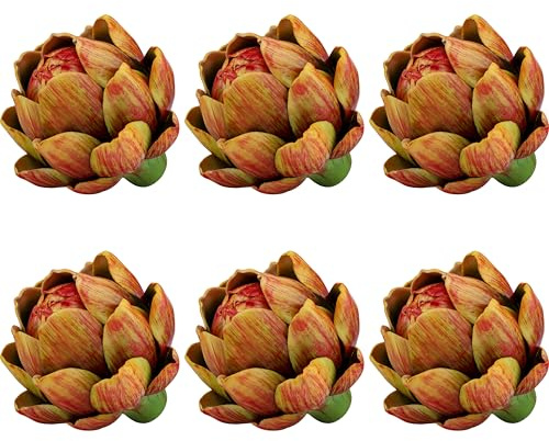 Meiwlong 6pcs Small Yellow Artificial Artichokes,Fake Fruit for Decoration,Realistic Faux Artichoke Decor