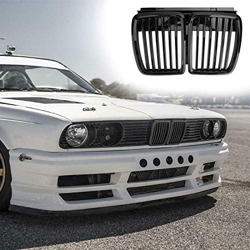 Artudatech Auto Kühlergrill Front Hood Kidney Kühlergrill Grill Center Glossy Black Passend für B-M-W E30 M3 3 Serie 1982-1991