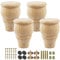 TCHOSUZ 10cm / 4 Zoll Holz Möbelfüße, 4er Set Klassisch Spindel Unlackiert Massivholz Tischbeine Kugelfüße mit M8 Bolzen & & T-Muttern DIY Ersatz für Sofa Bett Schrank Ottomane