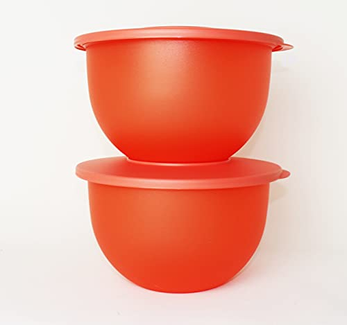 TUPPERWARE Junge Welle Schüssel 2x 2,5L Orange Rührschüssel, Servierschüssel + Rezeptheft