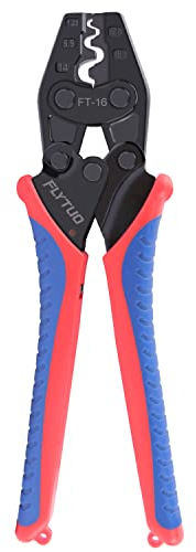 Flytuo Non-Insulated Terminal Crimping Tool, AWG 22-6 Ratchet Crimping Tools, Copper Butt Connector, Splice Wire Connectors, Open Barrel Terminals