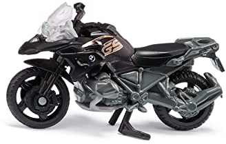 siku 1399, BMW R 1250 GS LCI, Spielzeug-Motorrad, Metall/Kunststoff, Schwarz/Silber, Beweglicher Lenker und Ständer, Gummireifen