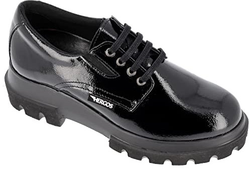 Hergos, Scarpa Stringata in Vernice, Modello Fashion, Nero (40 EU)