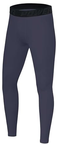 PowerLayer Herren Leggings, Kompressionshose, Sporthose, Lang - Dunkelgrau, S