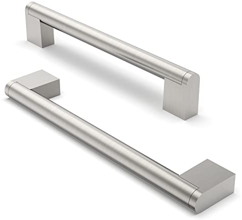 FURNIWARE 10 Pack Cabinet Pulls, Hardware Drawer Handles, Stainless Steel Kitchen Cabinet Door Handles Pull, Brushed Nickel-160mm(6.3 Inch) Hole Center