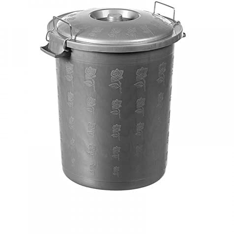 23L Rubbish Plastic Waste Bin Kitchen Waste Bin Garage Grey Dustbin Lockable