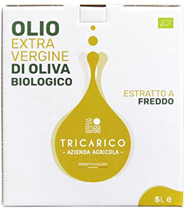 NUOVO OLIO RACCOLTA 2024/2025-3 L - Dolce Fiore Bio - Olio extravergine d'oliva BIO 100% Italiano, Delicato, bag-in-box con rubinetto dosatore - Az. Agr. Tricarico