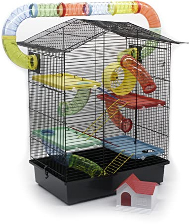 ZooPaul XXL Nagerkäfig Hamsterkäfig schwarz beige Maus Käfig Tunnelsystem Zubehör (bunt)