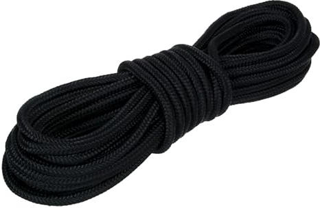 NAJDER Corda in polipropilene nera diametro 8 mm lunghezza 10 m, carico di rottura 7500 N, corda intrecciata universale, paracord, per campeggio, sopravvivenza, giardino, legatura, artigianato