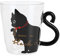 Taza de Gato con Forma de Gato, Regalos, Botella, Taza de café Transparente para Leche, Taza de Animal, Vaso con Vasos de Agua con Tallo (Gato negro)