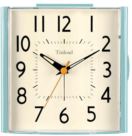 11,9 cm großer analoger Vintage-Retro-Wecker, super leise, nicht tickende Uhr mit manuellem Licht, Schlummerfunktion, batteriebetrieben, einfaches Design, für Wohnzimmer, Schlafzimmer, Nachttisch