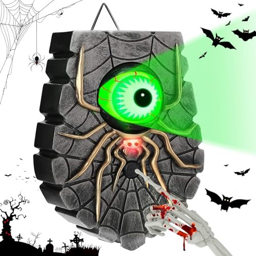 Idota Augapfel Türklingel, Halloween Türklingel Klingel Spinnen Türklingel Halloween Deko mit Leuchtender Augen, Halloween Dekorationen Party Türklingel Prop für Spukhaus