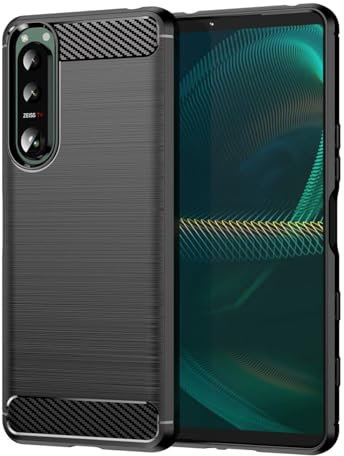 Jhxtech Hülle für Xperia 5 II Hülle, Sony 5II 5G XQ-AS52 Hülle, ultradünne Handyhülle mit Stoßdämpfung aus Karbonfaser TPU Gummi Schutzhüllen für Sony Xperia 5 II Schwarz