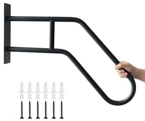 Handläufe für Außentreppen, Treppengeländer im Innenbereich, U-förmige Wandhalterung, Treppenhandläufe für 1-3 Stufen, 66 cm Sicherheits-Haltegriffe mit mattem Finish für ältere Menschen, Kinder,